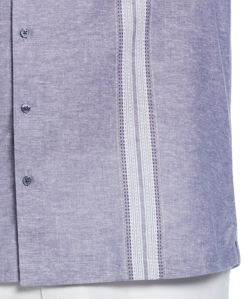 Big & Tall Linen Blend Panel Shirt (Skipper Blue) 