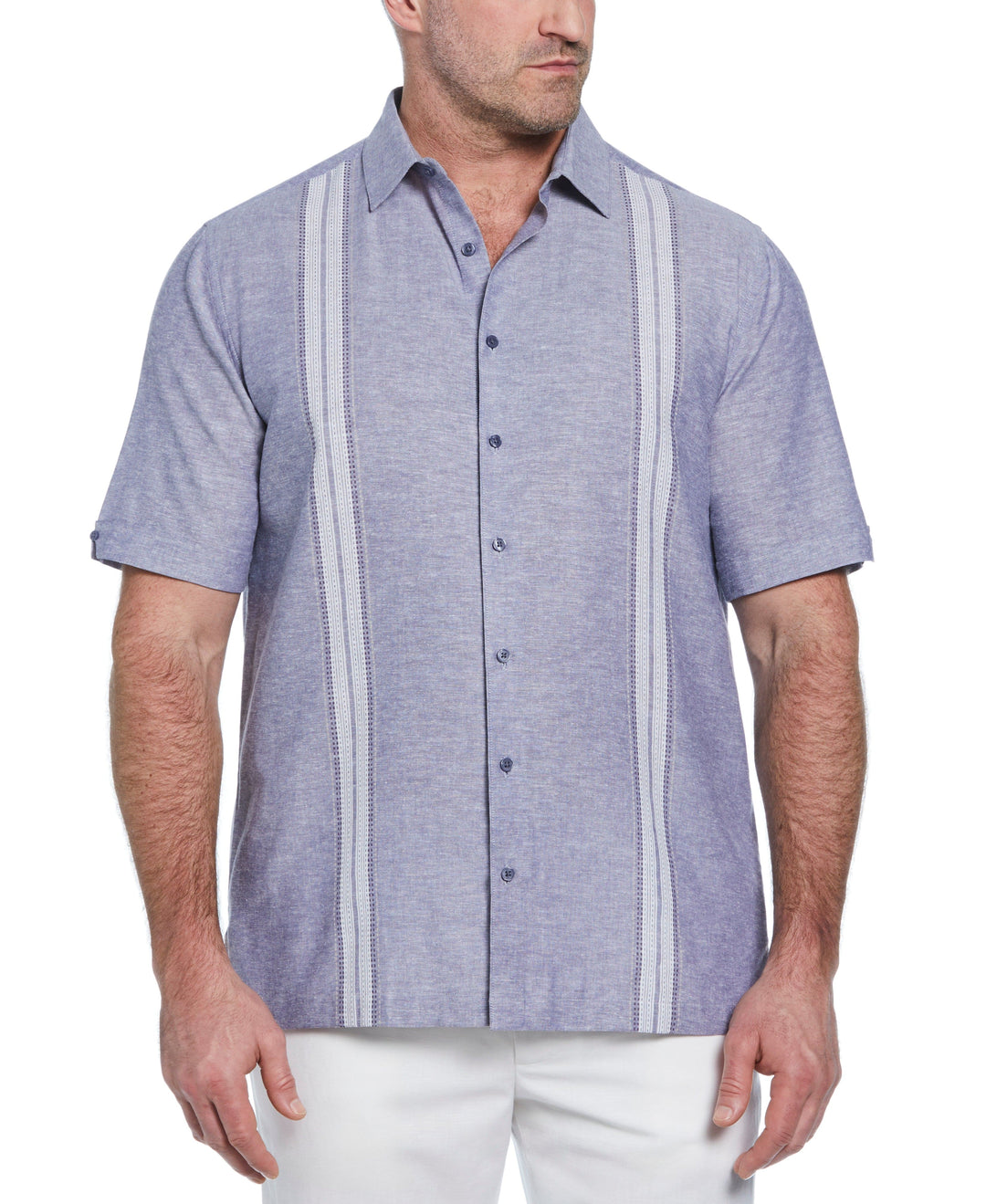 Big & Tall Linen Blend Panel Shirt (Skipper Blue) 