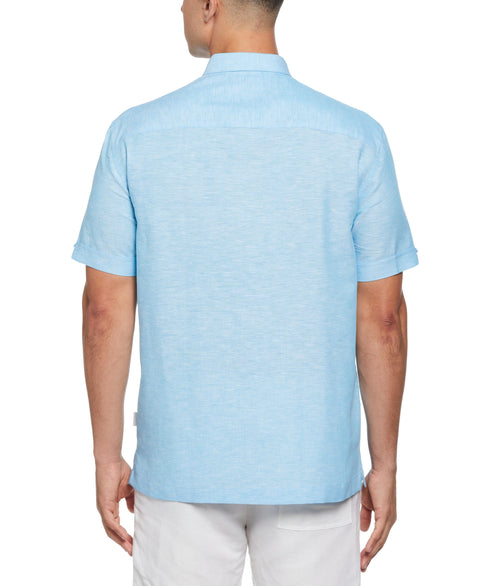 Big & Tall Linen Blend Pintuck Embroidery Shirt-Casual Shirts-Cubavera