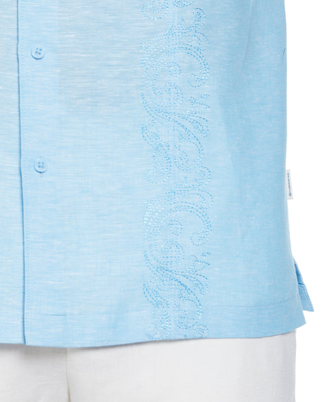 Big & Tall Linen Blend Pintuck Embroidery Shirt-Casual Shirts-Cubavera