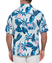 Linen Blend Reverse Tropical Print Shirt (Brilliant White) 