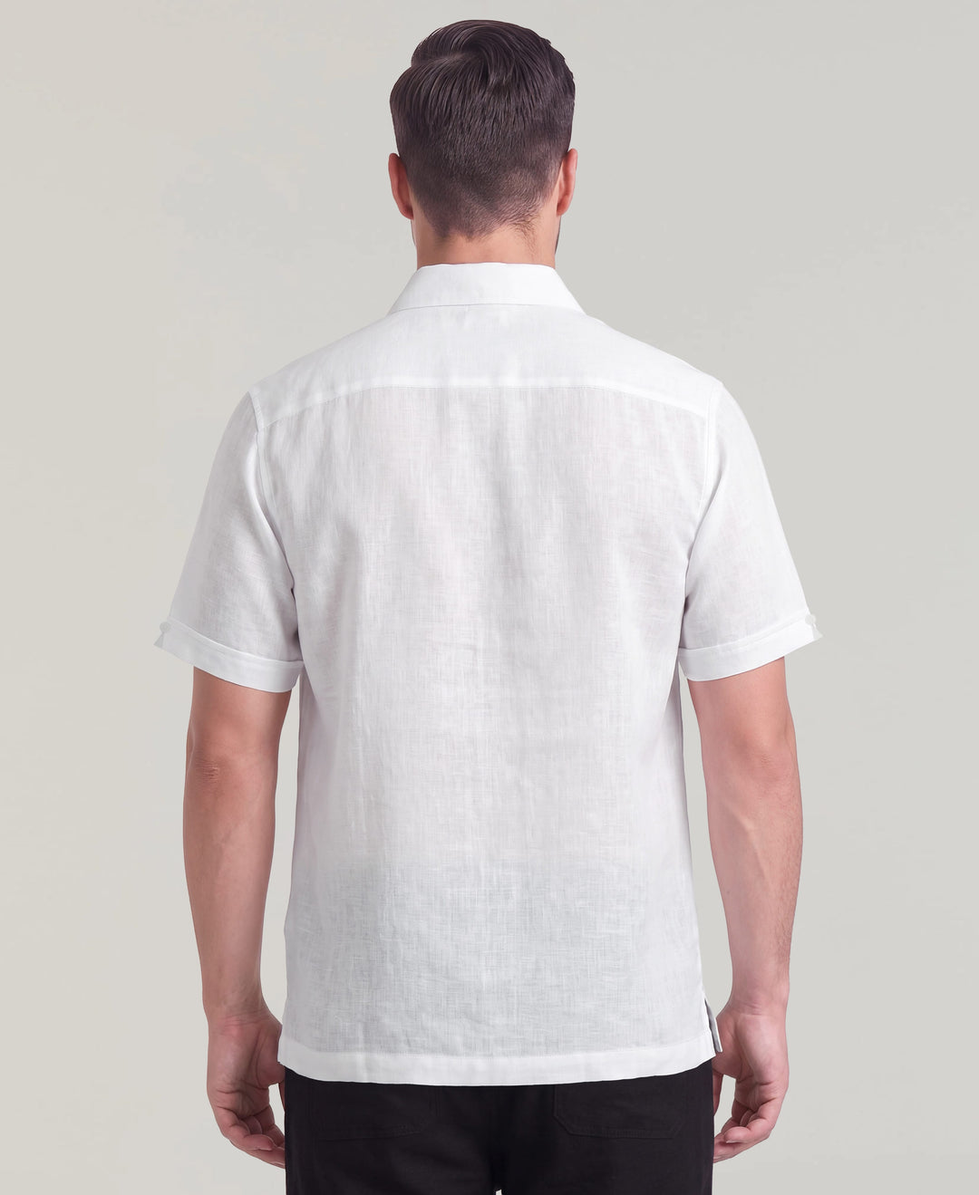 Big & Tall Linen Blend Slub Panel Shirt (Brilliant White) 