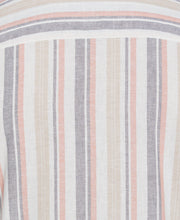 Big & Tall Linen Blend Striped Panel Shirt (Egret) 