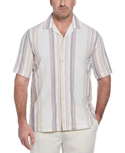 Big & Tall Linen Blend Striped Panel Shirt (Egret) 