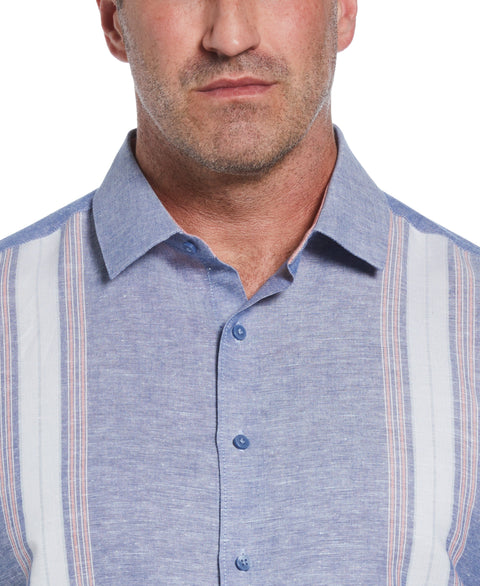 Big & Tall Linen Blend Textured Panel Shirt (Limoges) 