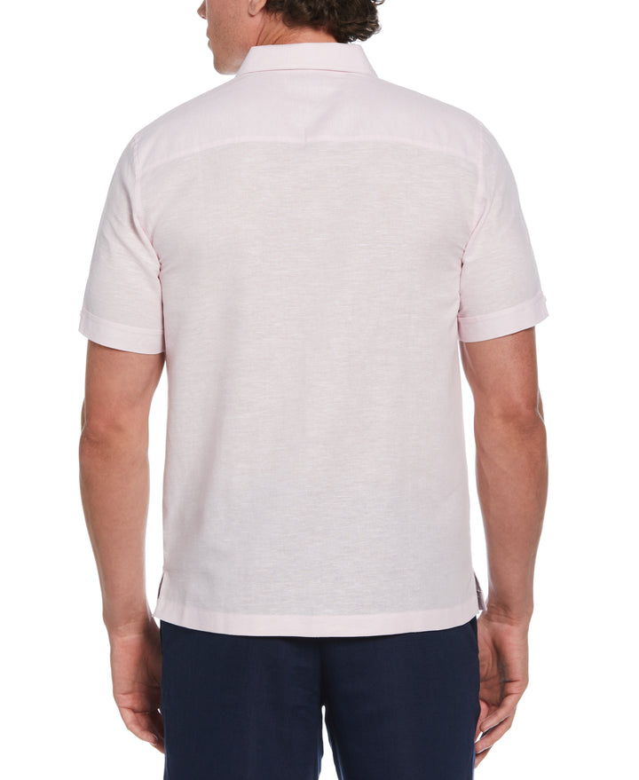 Linen Blend Tri-Color Panel Shirt (Pink Tulle) 