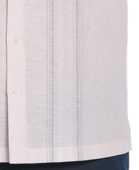 Linen Blend Tri-Color Panel Shirt (Pink Tulle) 
