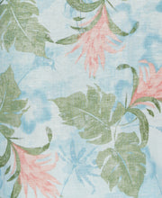 Linen Blend Tropical Floral Print Shirt (Aqua Esque) 