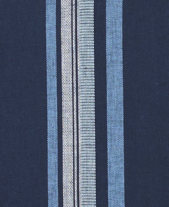 Big & Tall Linen Blend Vertical Panel Dobby Shirt (Pageant Blue) 