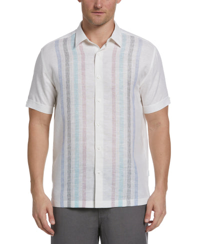 Big & Tall Linen Blend Yarn Dye Panel Shirt-Casual Shirts-Cubavera