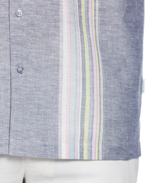 Big & Tall Linen Blend Yarn Dye Panel Shirt-Casual Shirts-Cubavera