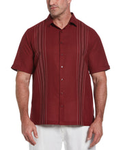 Big & Tall Linen Blend Yarn Dyed Panel Shirt (Cabernet) 