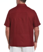 Big & Tall Linen Blend Yarn Dyed Panel Shirt (Cabernet) 