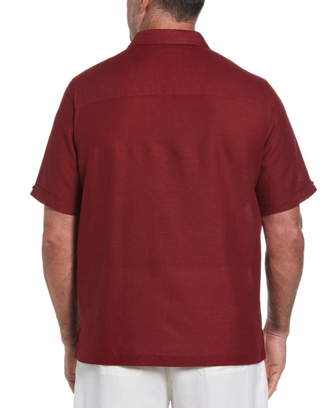 Big & Tall Linen Blend Yarn Dyed Panel Shirt (Cabernet) 