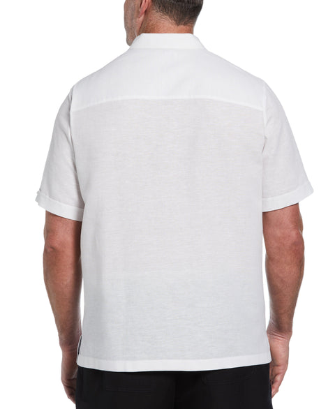 Big & Tall Linen Blend Yarn Dyed Panel Shirt (Brilliant White) 