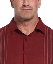 Big & Tall Linen Blend Yarn Dyed Panel Shirt (Cabernet) 