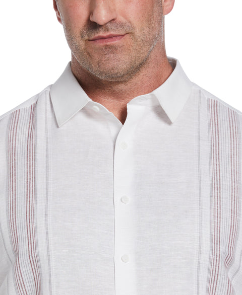 Big & Tall Linen Blend Yarn Dyed Panel Shirt (Brilliant White) 