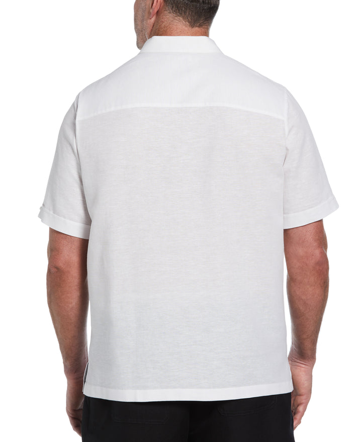 Big & Tall Linen Blend Yarn Dyed Panel Shirt (Brilliant White) 