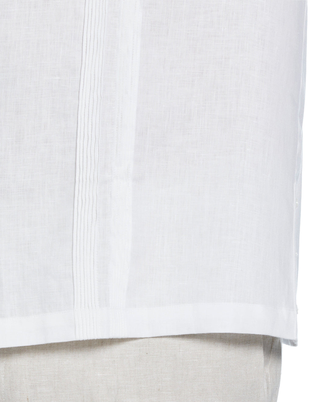 Big & Tall Multi Tuck Linen Guayabera Shirt (Brilliant White) 