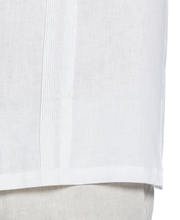 Big & Tall Multi Tuck Linen Guayabera Shirt (Brilliant White) 
