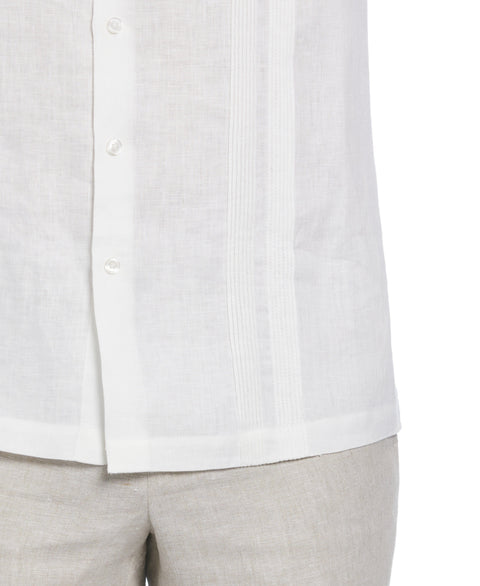 Big & Tall Multi Tuck Linen Guayabera Shirt (Brilliant White) 