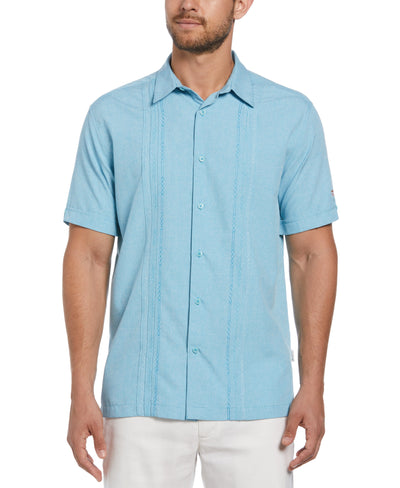 Big & Tall Miami Dolphins Geo Embroidered Panel Chambray Shirt-Casual Shirts-Delphinium Blue-2X-Cubavera