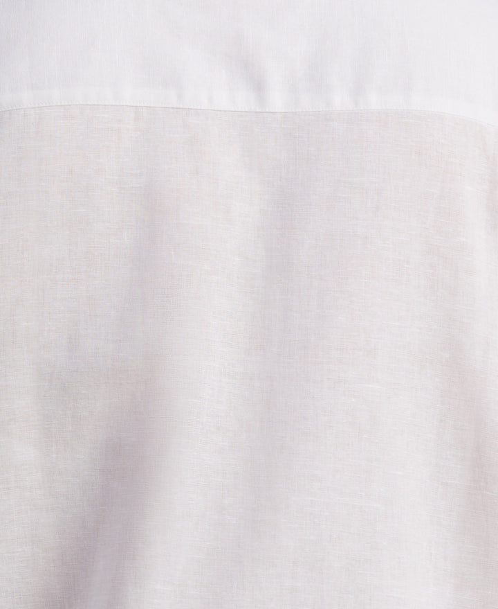 Big & Tall Linen Blend Guayabera Shirt (Brilliant White) 
