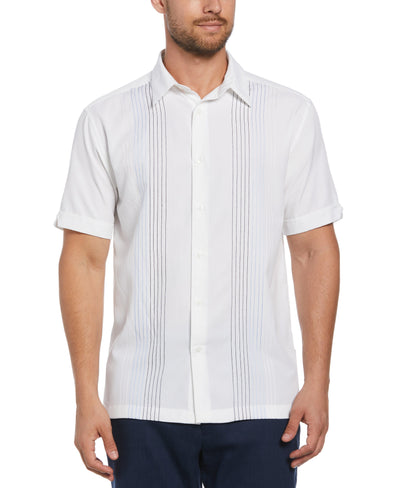 Big & Tall Ombre Embroidered Stripe Shirt (Brilliant White) 