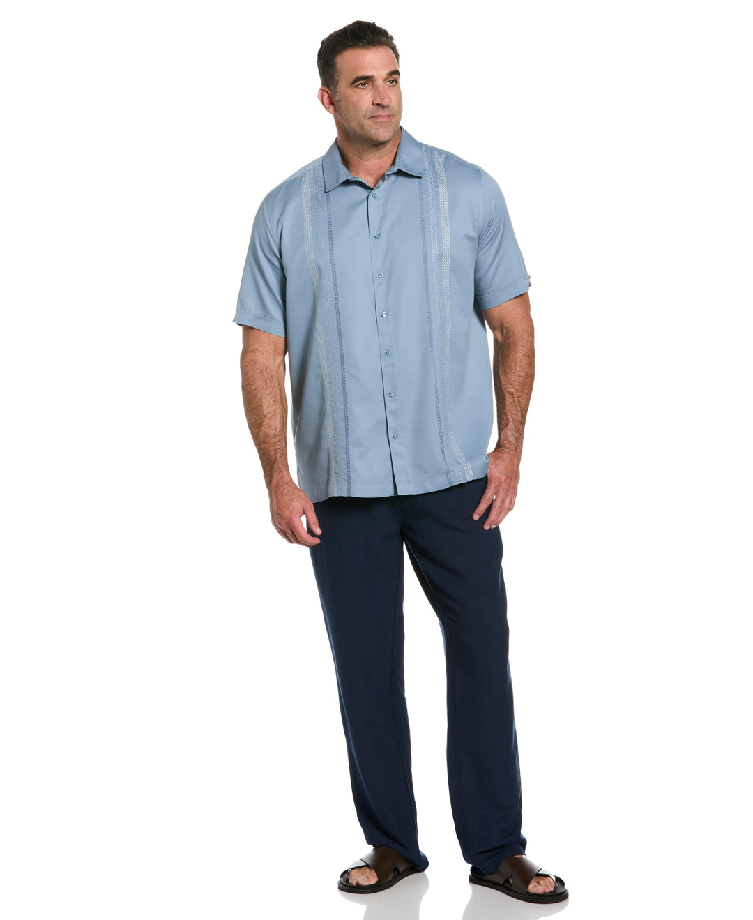 Big & Tall Ombre Embroidery Panel Shirt (Windward Blue) 