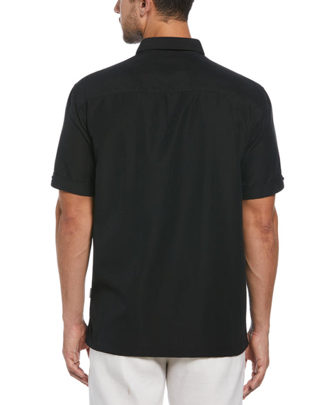 Big & Tall Ombre Embroidered Stripe Shirt (Jet Black) 