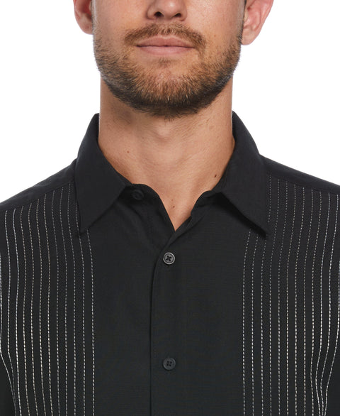 Big & Tall Ombre Embroidered Stripe Shirt (Jet Black) 