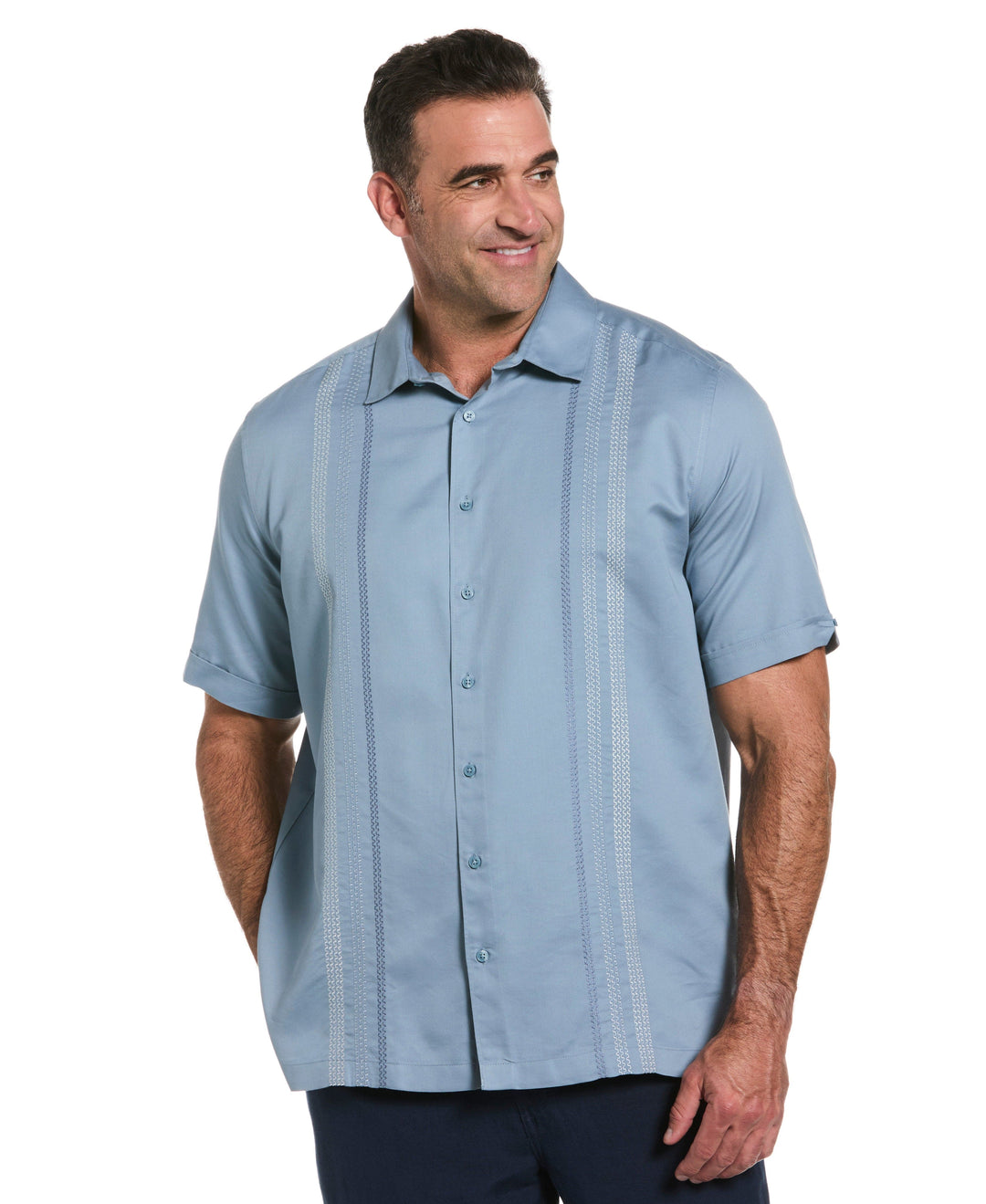 Big & Tall Ombre Embroidery Panel Shirt (Windward Blue) 