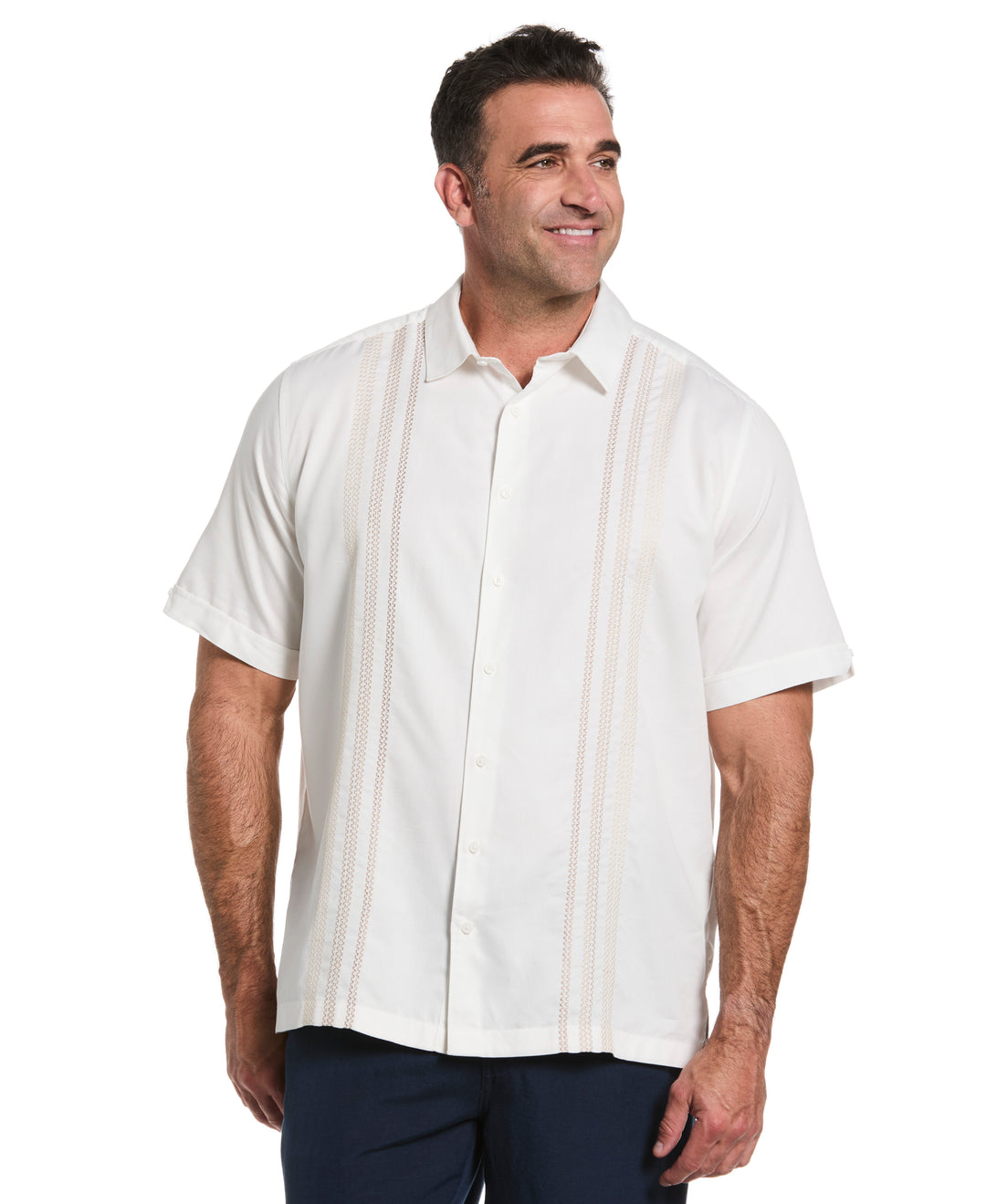 Big & Tall Ombre Embroidery Panel Shirt (Brilliant White) 