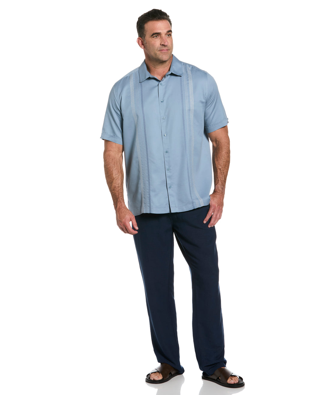 Big & Tall Ombre Embroidery Panel Shirt (Windward Blue) 