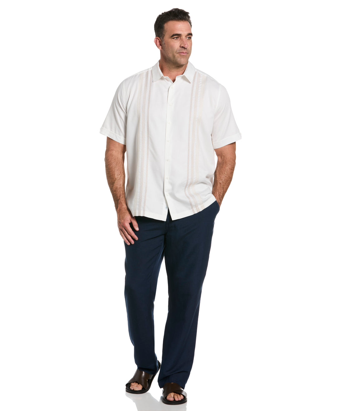 Big & Tall Ombre Embroidery Panel Shirt (Brilliant White) 