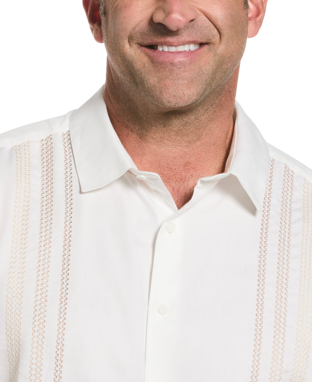 Big & Tall Ombre Embroidery Panel Shirt (Brilliant White) 