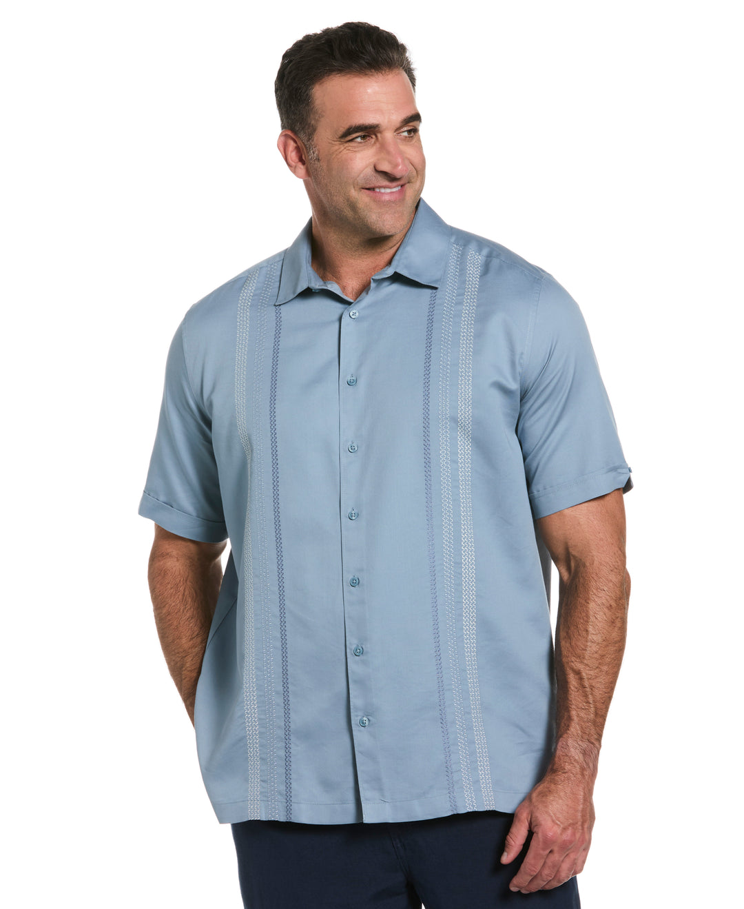 Big & Tall Ombre Embroidery Panel Shirt (Windward Blue) 