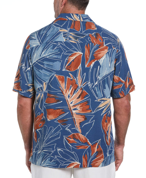 Big & Tall Oversized Tropical Sketch Print Shirt (Ensign Blue) 