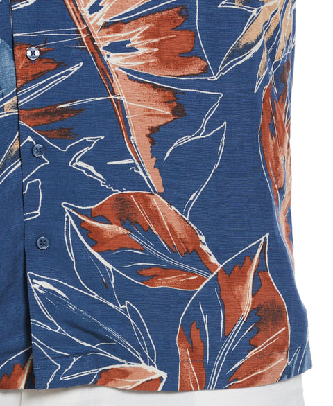 Big & Tall Oversized Tropical Sketch Print Shirt (Ensign Blue) 