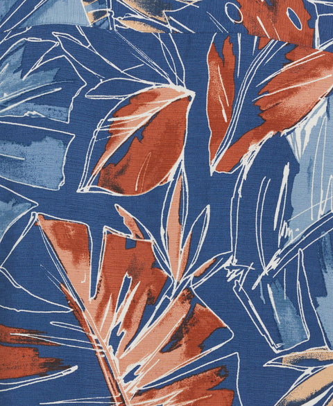 Big & Tall Oversized Tropical Sketch Print Shirt (Ensign Blue) 