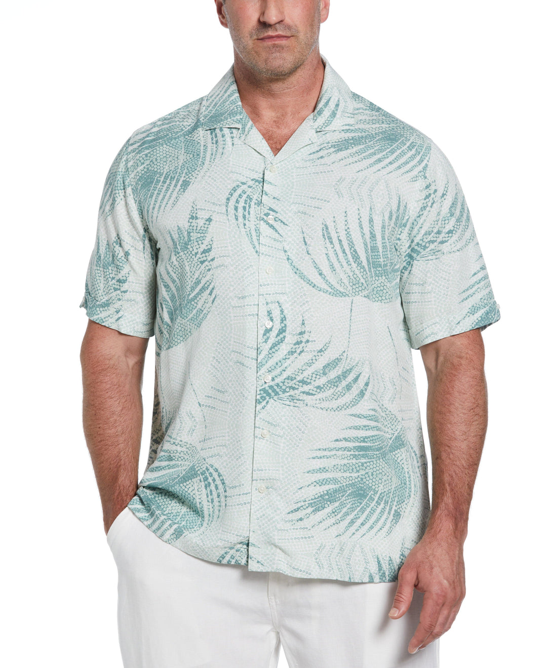 Big & Tall Palm Dotted Print Shirt (Balsam Green) 