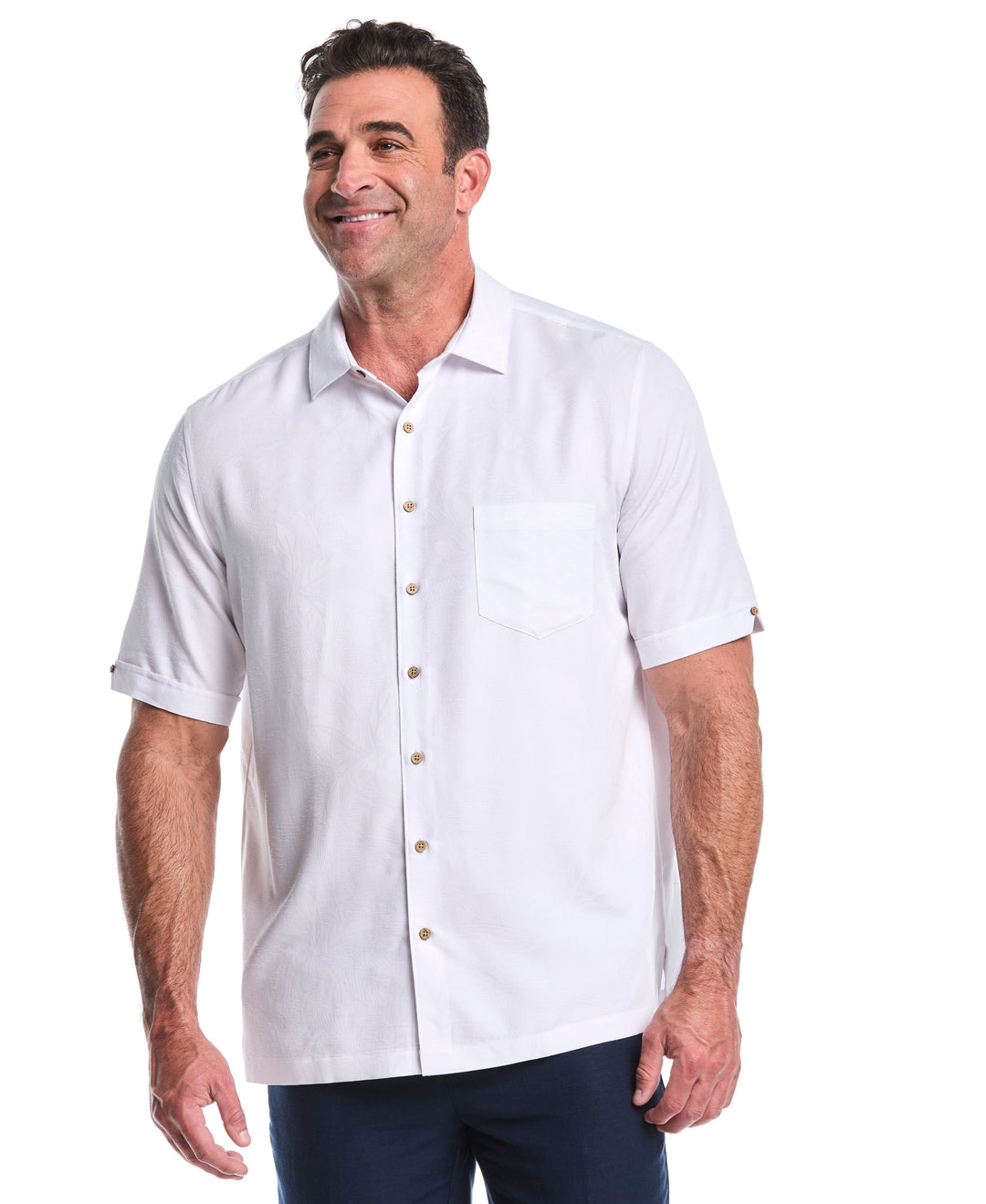 Big & Tall Palm Jacquard Shirt (Brilliant White) 