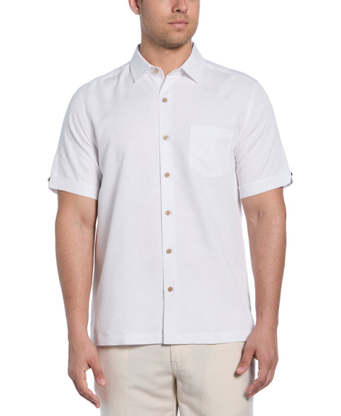 Big & Tall Palm Print Shirt (Brilliant White) 