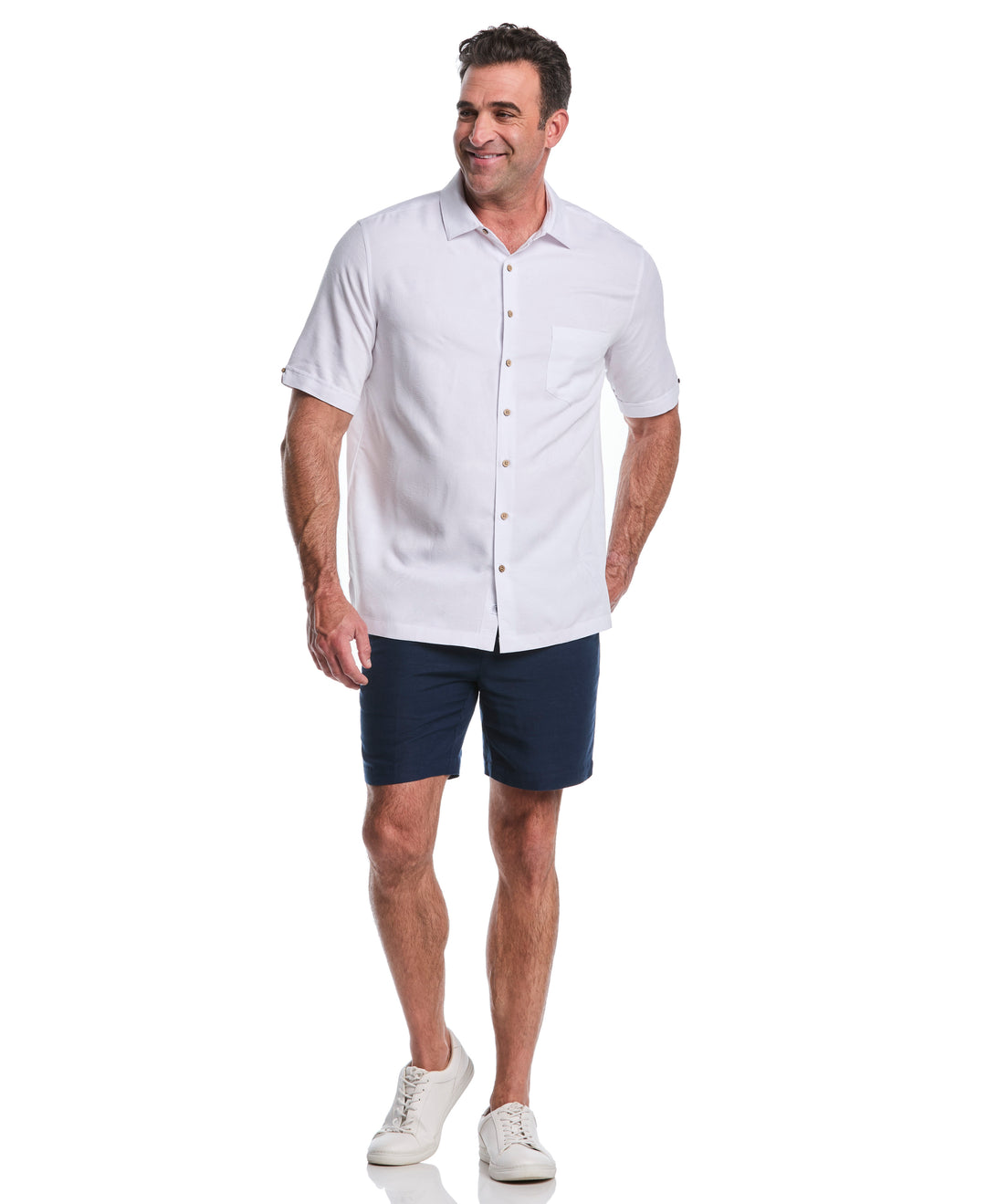 Big & Tall Palm Jacquard Shirt (Brilliant White) 