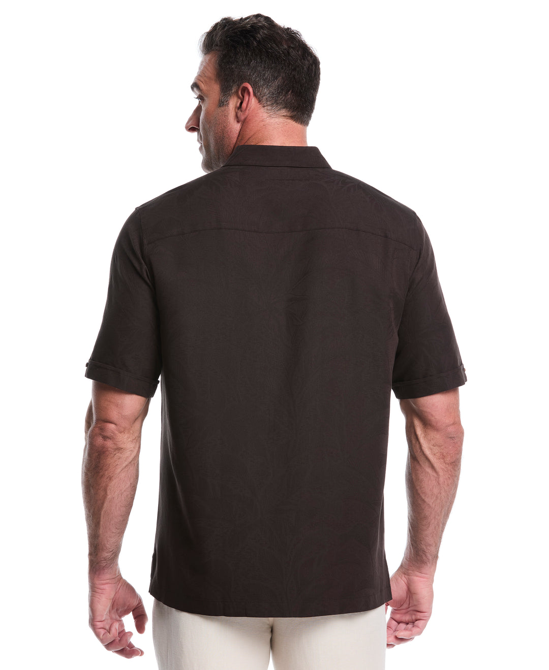 Big & Tall Palm Jacquard Shirt (Jet Black) 