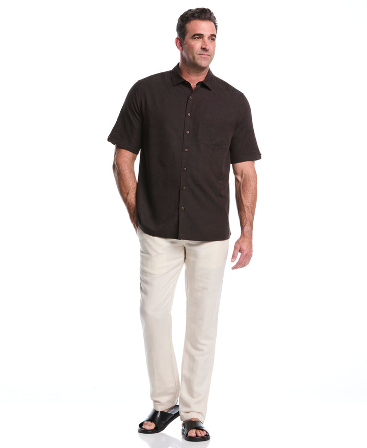 Big & Tall Palm Jacquard Shirt (Jet Black) 