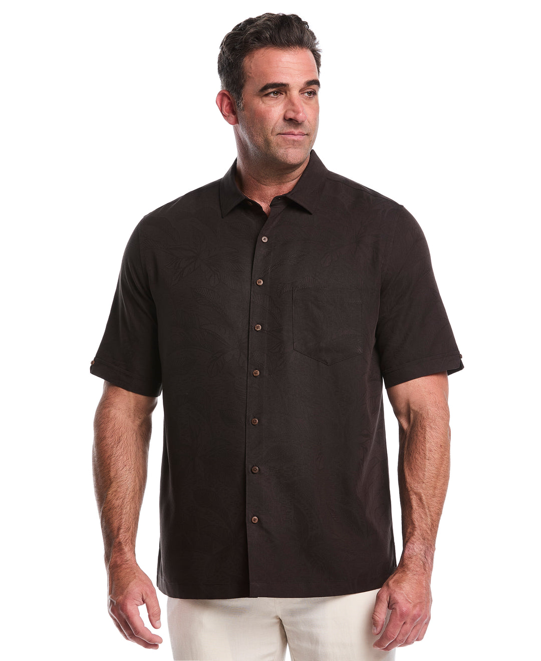 Big & Tall Palm Jacquard Shirt (Jet Black) 
