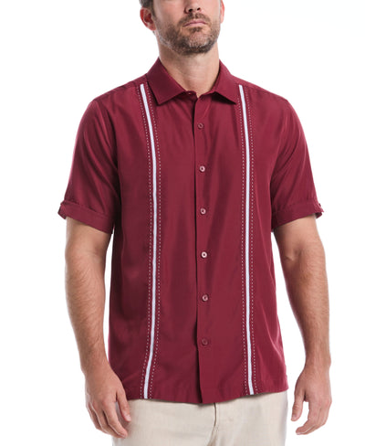 Big & Tall Insert Panel Pickstitch Shirt (Cordovan) 