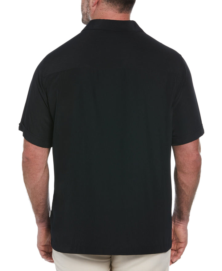 Big & Tall Insert Panel Pickstitch Shirt (Jet Black) 