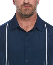 Big and Tall Pick Stitch Panel Short Sleeve Button-Down Shirt (Dress Blues) 
